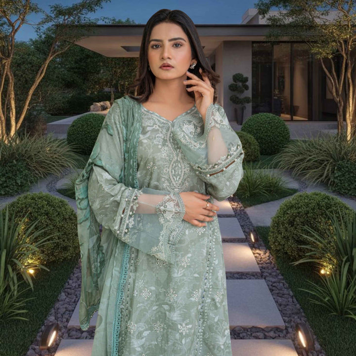 ANMOL –Premium Embroidered Suit – Sage Green