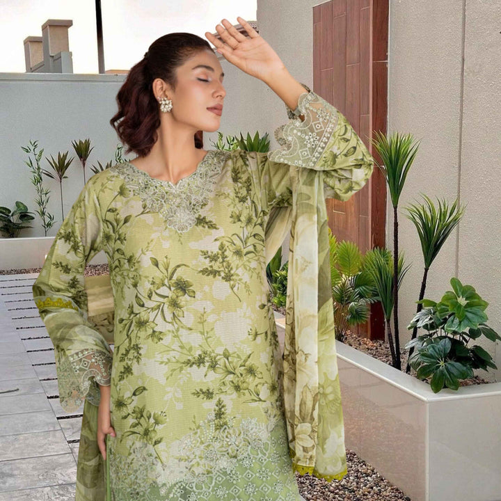 ANMOL –Premium Embroidered Suit – Soft Pistachio Green