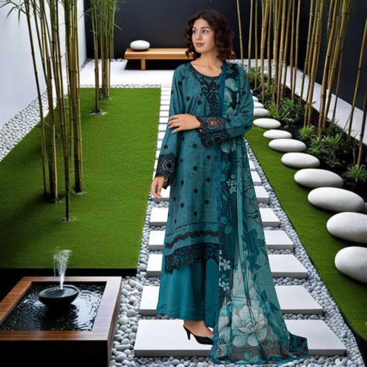 ANMOL –Premium Embroidered Suit (Teal Green)
