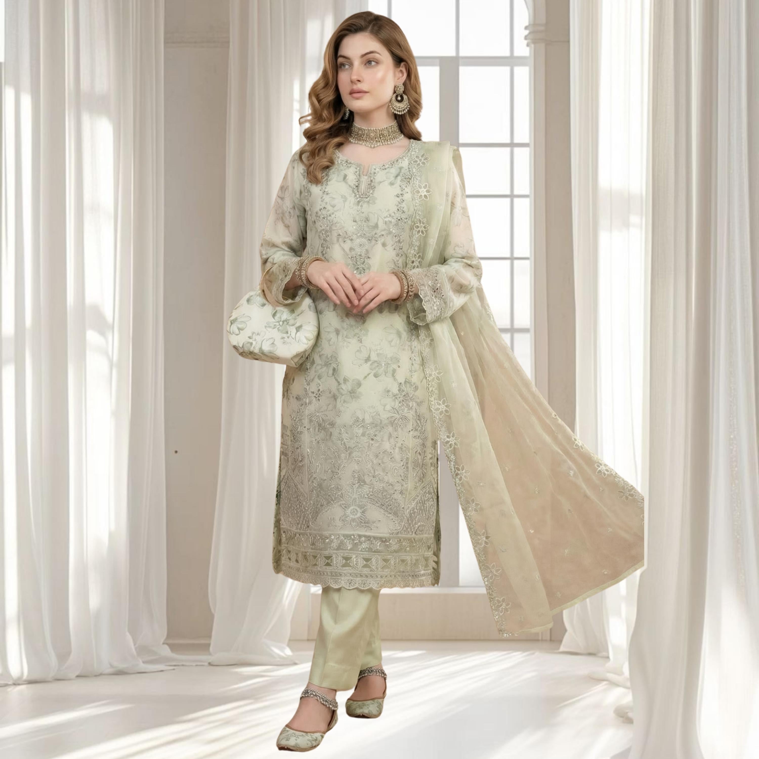 The Clutch & Khosa Collection HUDA_Sage_Green