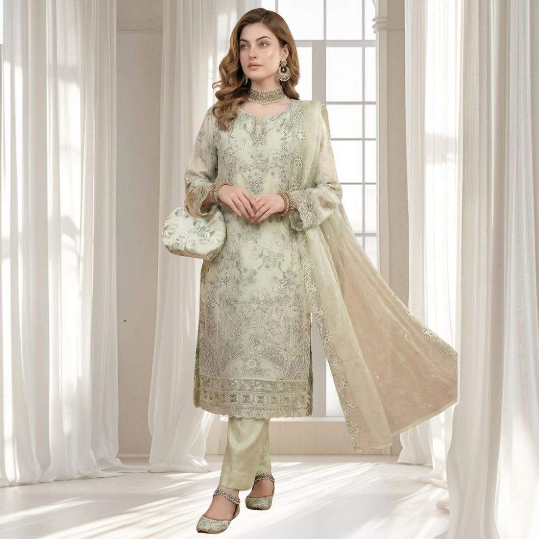 The Clutch & Khosa Collection HUDA_Sage_Green