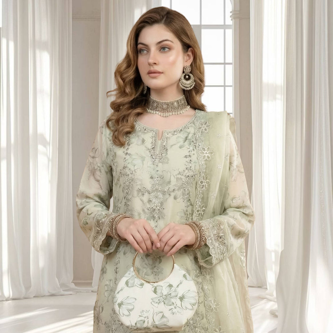 The Clutch & Khosa Collection HUDA_Sage_Green