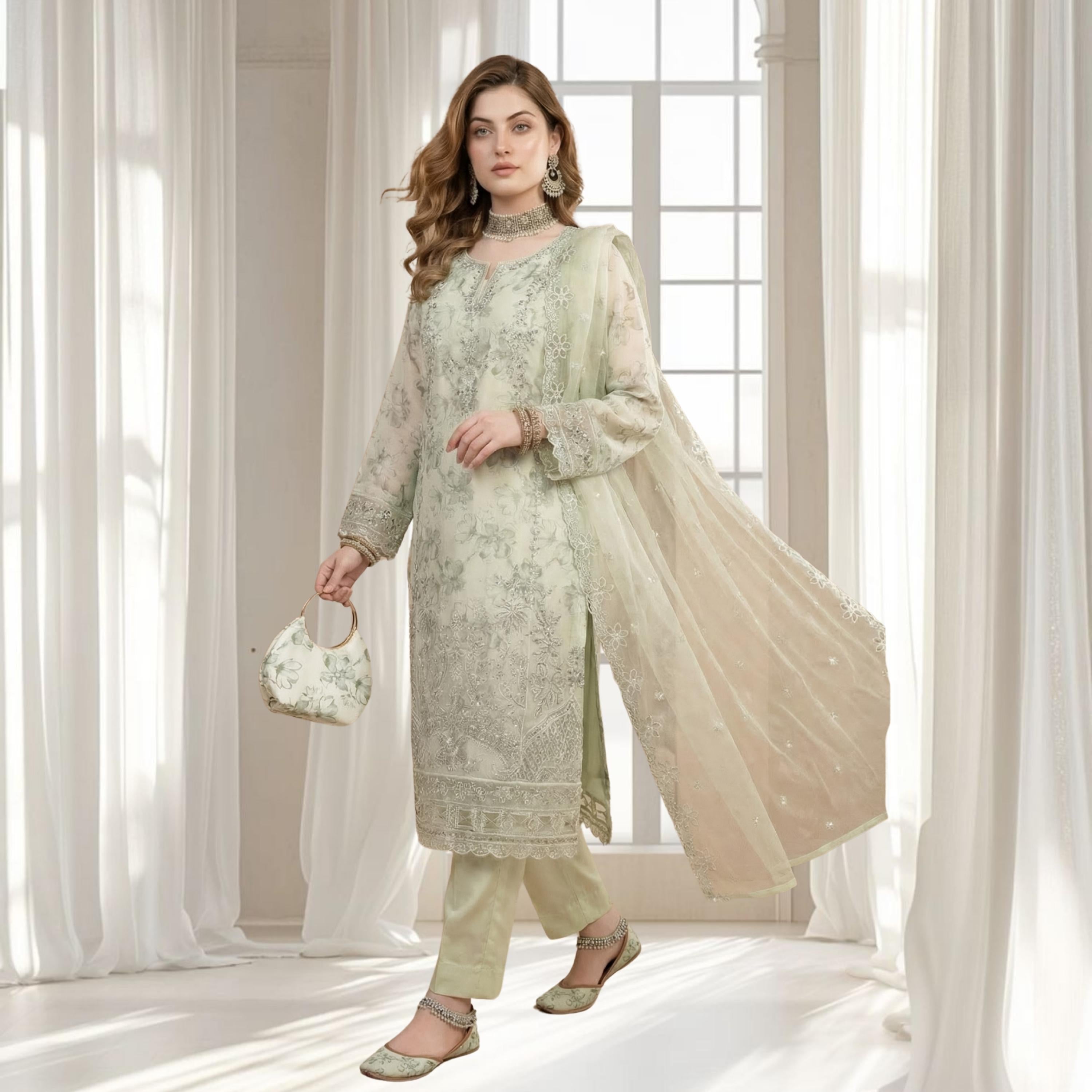 The Clutch & Khosa Collection HUDA_Sage_Green