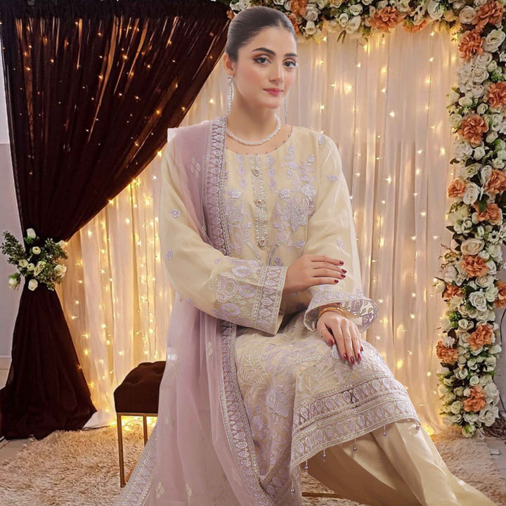 NAWAZISH–Luxury Formal Outfit Champagne Beige