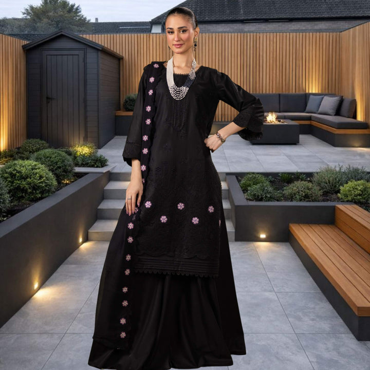 Satrangi Luxury Embroidered 3PC Lawn Suit with Chikan Kari Cut-Work Vol-33