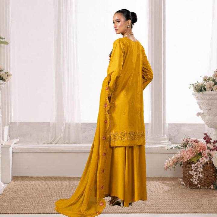 Satrangi Luxury Embroidered 3PC Lawn Suit with Chikan Kari Cut-Work Vol-33