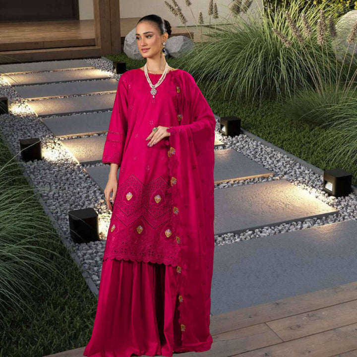 Satrangi Luxury Embroidered 3PC Lawn Suit with Chikan Kari Cut-Work Vol-33