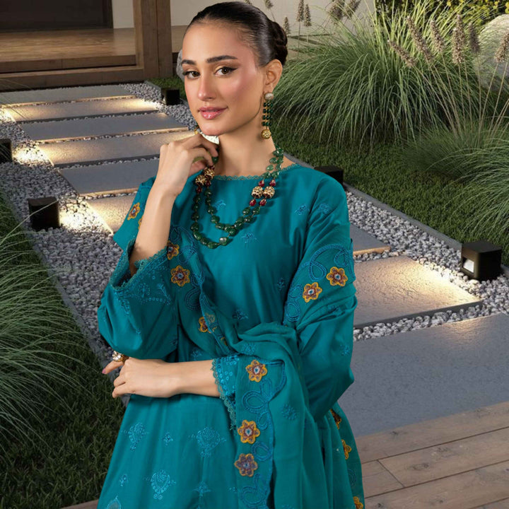 Satrangi Luxury Embroidered 3PC Lawn Suit with Chikan Kari Cut-Work Vol-33