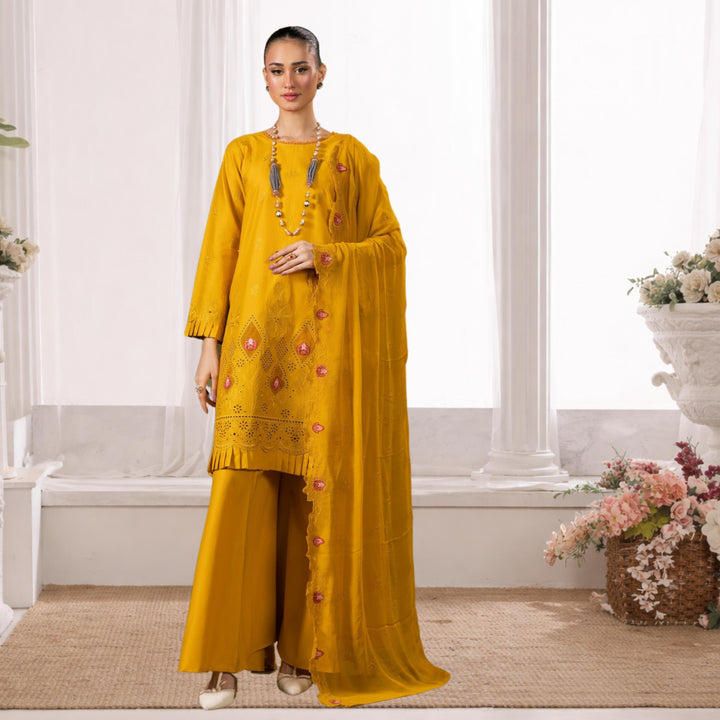 Satrangi Luxury Embroidered 3PC Lawn Suit with Chikan Kari Cut-Work Vol-33