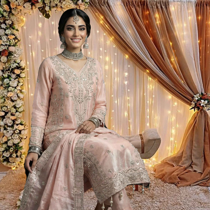 Dressline luxury embroidered Lava Silk outfit-TEHZEEB Blush_Pink