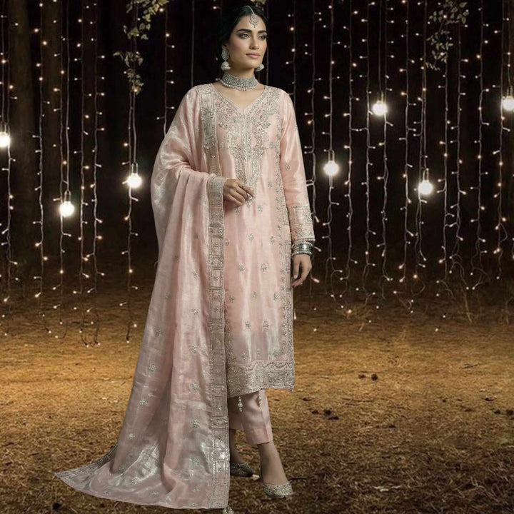 Dressline luxury embroidered Lava Silk outfit-TEHZEEB Blush_Pink