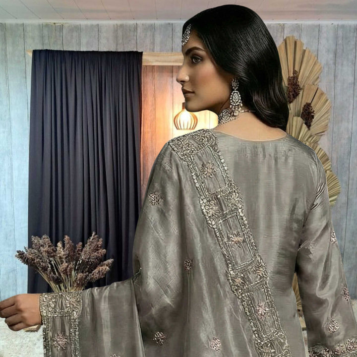 Dressline luxury embroidered Lava Silk outfit-TEHZEEB_Dove_Grey