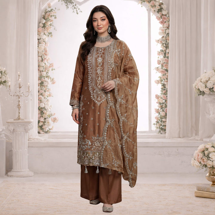 ULFAT Luxury Heavy Embroidered Shesha Silk