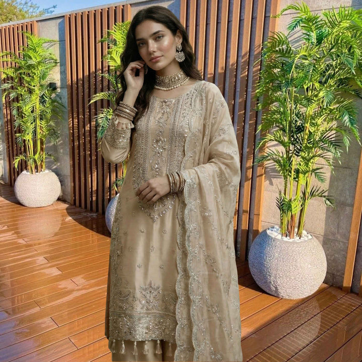 ULFAT Luxury Heavy Embroidered Shesha Silk