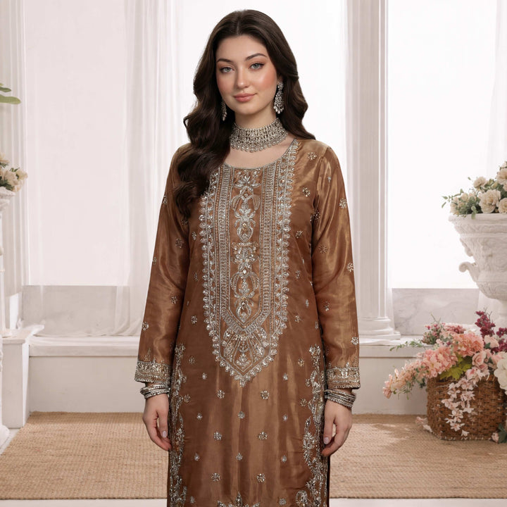ULFAT Luxury Heavy Embroidered Shesha Silk