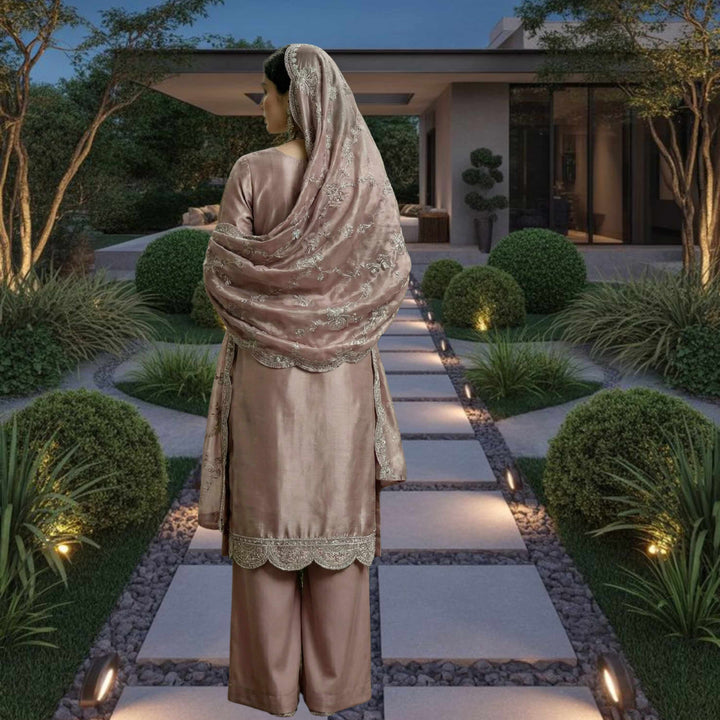 ULFAT Luxury Heavy Embroidered Shesha Silk