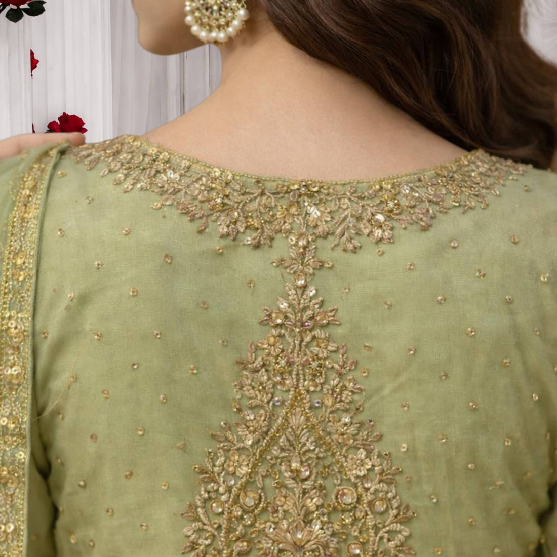 Bin Ali Mint Green 3PC Embroidered Sharara – Wedding Wear