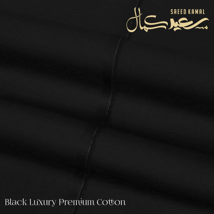 Men Shalwar Kameez Cotton Black Unstitched