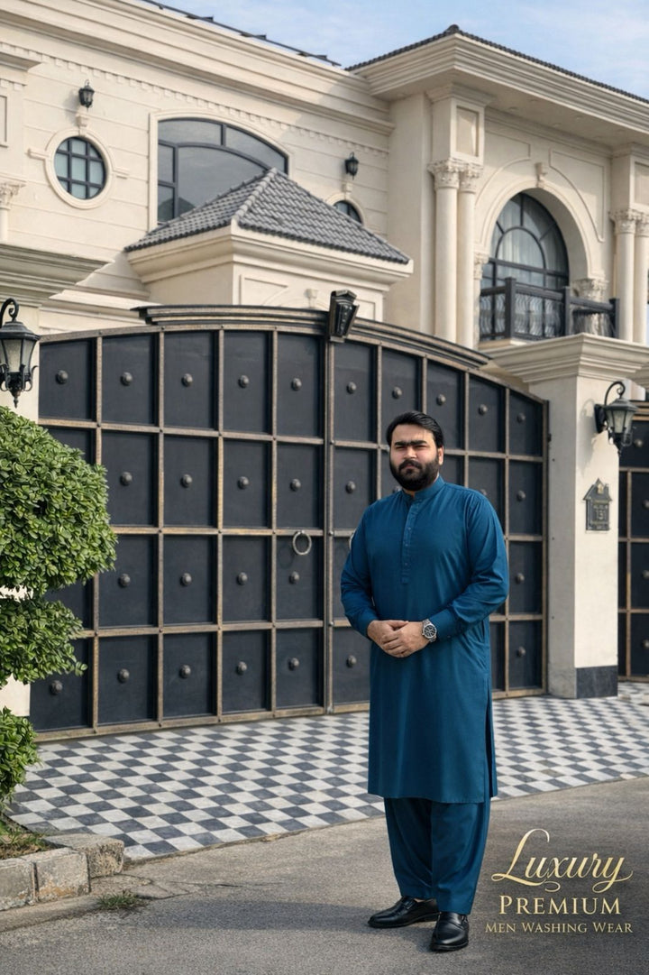 Men Shalwar Kameez Wash &amp; Wear Deep Teal Unstitched